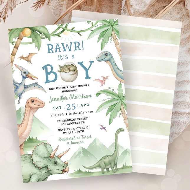 Boy Dinosaur Baby Shower Invitation  Inbjudningar (Skapare uppladdad)