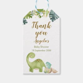 Boy Dinosaur Baby Shower Märkre för Tack Presentetikett