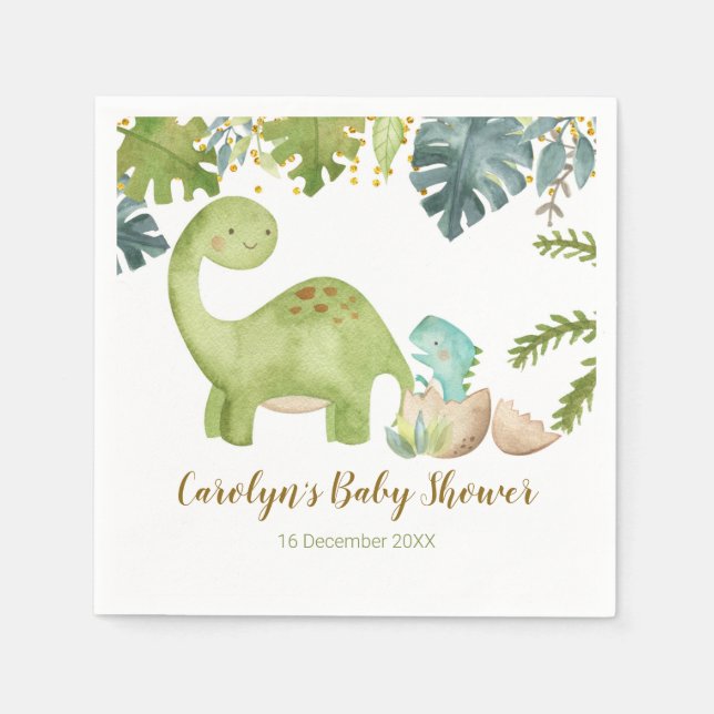 Boy Dinosaur Baby Shower Pappersservett (Framsidan)