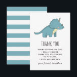 Boy Dinosaur Birthday | Cute Kids Dino Triceratops Tack Kort<br><div class="desc">Tack i dino stil med den blå dinosauriefödelsedagskalan tack vare dina kort med en vänlig illustration av triceratops. Perfekt för barn födelsedagsfester, dino temed firande eller klassrum tackkort, dessa kort gör det enkelt för små att visa sin tacksamhet. Med en lekfull design är de ett sätt att tacka gästerna för...</div>