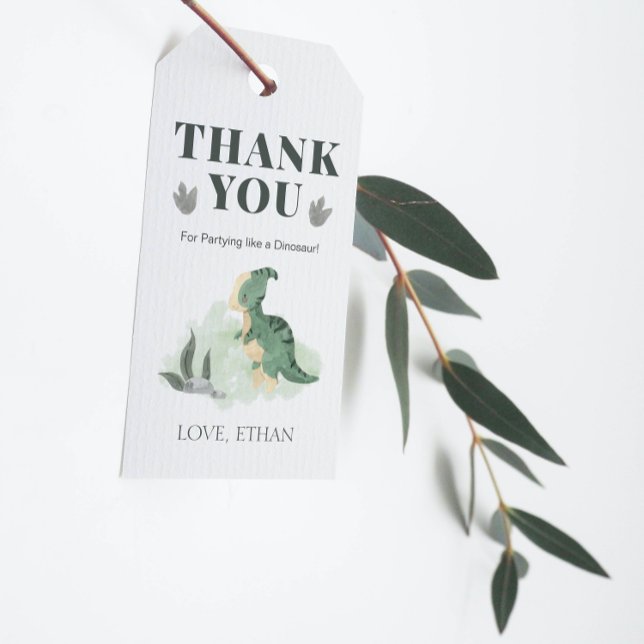 Boy Dinosaur Jungle Grattis på födelsedagen Tack Presentetikett (Show your appreciation with our adorable dinosaur thank you tags - perfect for any occasion 🦖❤️)