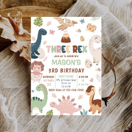 Boy Dinosaur Tre Rex 3:e födelsedagsinbjudan Inbjudningar