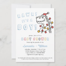 Boy Dinosaur Winter jul Coed Baby Shower