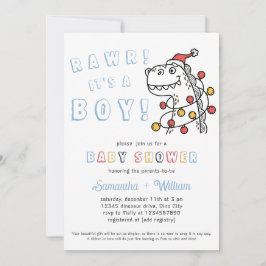 Boy Dinosaur Winter jul Coed Baby Shower Inbjudningar
