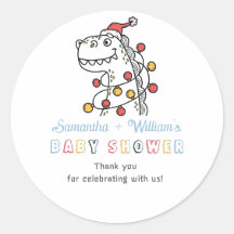 Boy Dinosaur Winter jul Coed Baby Shower