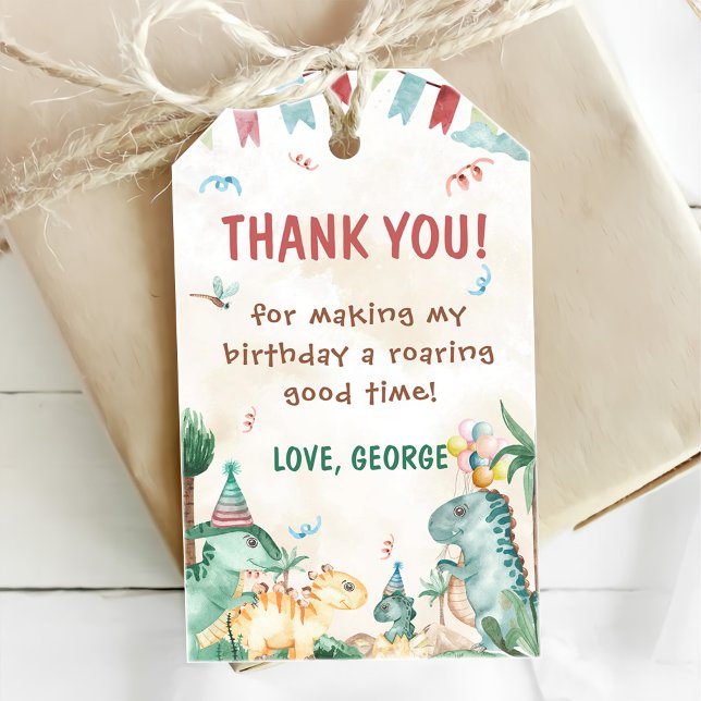 Boy Dinosaurs första födelsedag Presentetikett (Skapare uppladdad)