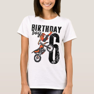 Boy Dirt Bike 6e Födelsedagsfest Motocross 6 år T Shirt