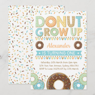 Boy Doughnut-inbjudan Donut Birthday Sprinkles Inbjudningar