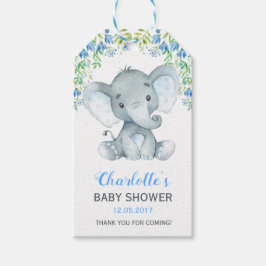 Boy Elephant Baby Shower Blommigt Favor Gift Märkr Presentetikett