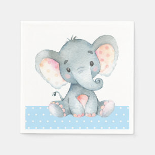 Boy Elephant Baby Shower Blue Napkins Pappersservett