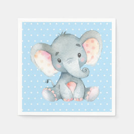 Boy Elephant Baby Shower Blue Napkins Pappersservett