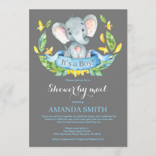 Boy Elephant Baby Shower by Mail Call Inbjudningar