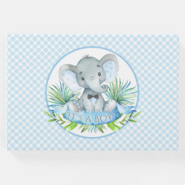 Boy Elephant Baby Shower Guest Bok