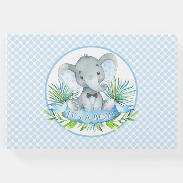 Boy Elephant Baby Shower Guest Bok (Framsida)