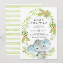 Boy Elephant Baby Shower-inbjudan