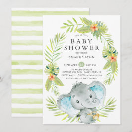 Boy Elephant Baby Shower-inbjudan Inbjudningar