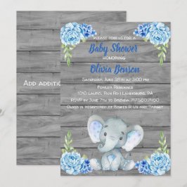 Boy Elephant Baby Shower-inbjudan Inbjudningar