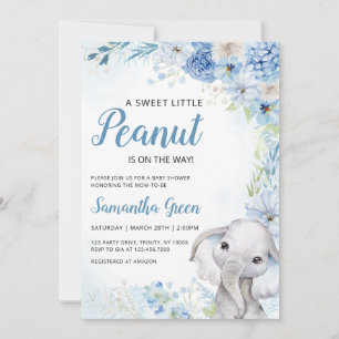Boy Elephant Baby Shower Inbjudningar