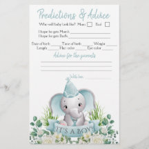 Boy Elephant Bow Tie Baby Shower Dubbla Game Flyer