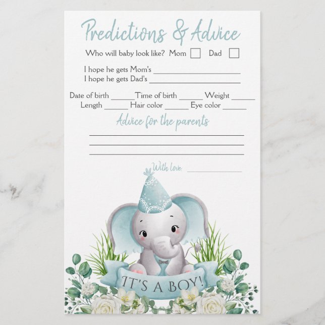 Boy Elephant Bow Tie Baby Shower Dubbla Game Flyer (Framsidan)