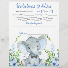 Boy Elephant Bow Tie Baby Shower Dubbla Game Reklamblad