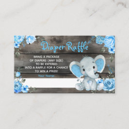 Boy Elephant Diaper Raffle Baby Shower Game Card Placeringskort