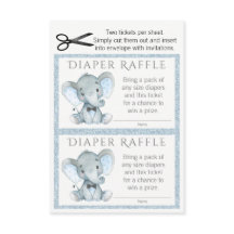 Boy Elephant Diaper Raffle Biljett