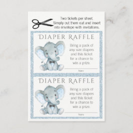 Boy Elephant Diaper Raffle Biljett Tilläggskort