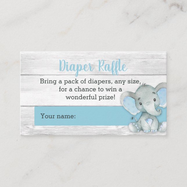 Boy Elephant Diaper Raffle Cards Tilläggskort (Framsida)