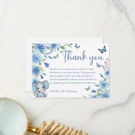 Boy Elephant Dusty Blue Ro Baby Shower Tack Kort