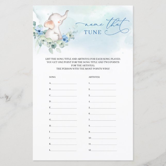 Boy Elephant Eucalyptus blommigt Namn som Tune Gam (Framsida)