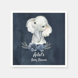 Boy Elephant Navy Party Napkins för babydusch Pappersservett