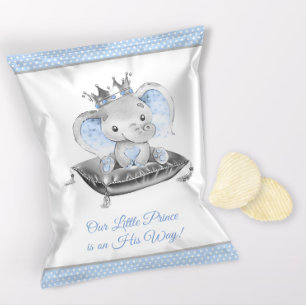 Boy Elephant Prince Baby Shower Chip Bag Wrappers Reklamblad
