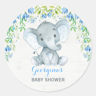 Boy Elephant Tack Sticker Baby Shower Favors favor Runt Klistermärke