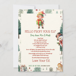 Boy Elf Kids jul Helgdag Elf Hej Brev Inbjudningar