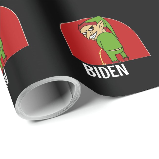 BOY ELF PEEON ON BIDEN CHRISTMAS WRAPPP PAPPER PRESENTPAPPER (Rullad Hörn)