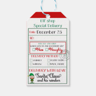 Boy Elf Shop Speciell Delivery Nice eller Naughty Presentetikett
