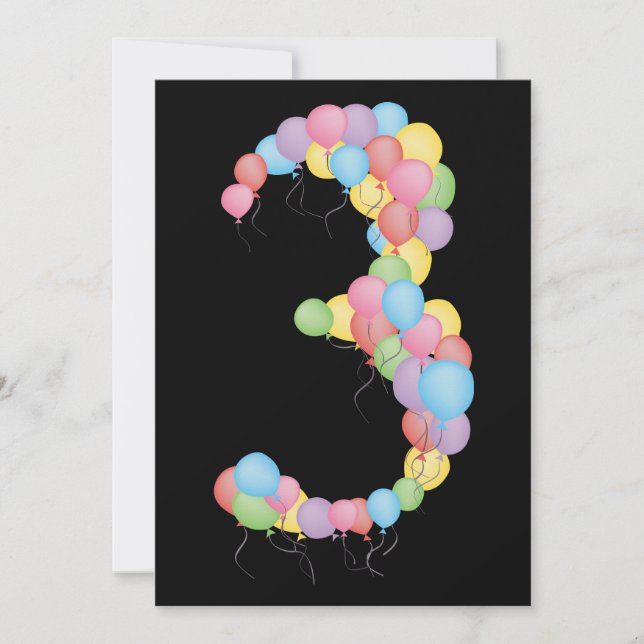 Boy eller Girl 3 Birthday Party Anpassningsbar Inb Inbjudningar (Framsida)