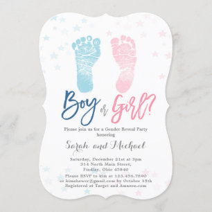 Boy eller Girl Baby foot Gender Reveal Inbjudningar