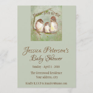 Boy eller Girl Baby Shower Sweet Little Bird Famil Inbjudningar