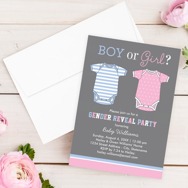 Boy eller Girl Blue Rosa Baby Gender Reveal Party Inbjudningar (Skapare uppladdad)