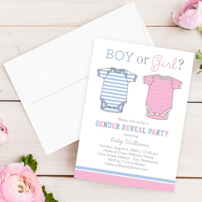 Boy eller Girl Blue Rosa Baby Gender Reveal Party Inbjudningar (Skapare uppladdad)