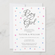 Boy eller Girl Blue Rosa Hearts Gender Reveal Part