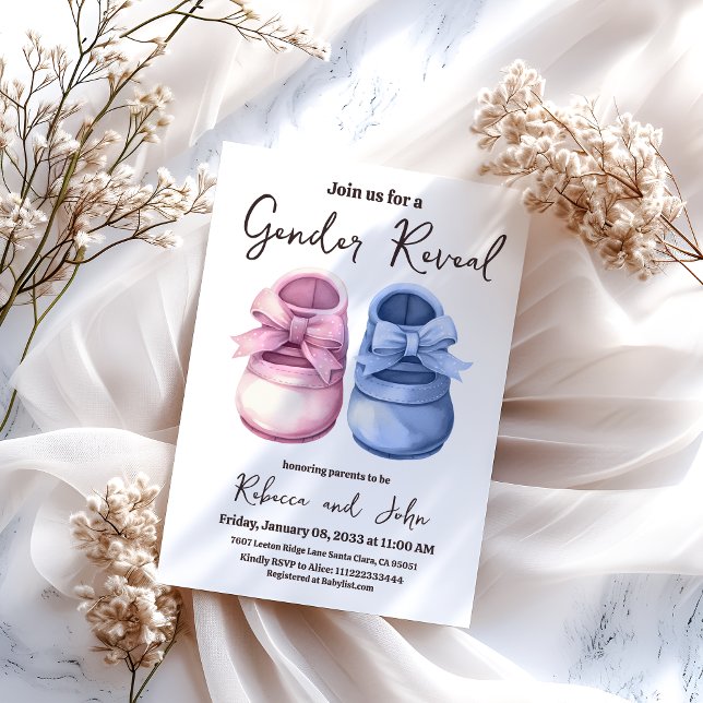 Boy eller Girl Blue Rosa Shoe Gender Reveal Inbjudningar (Skapare uppladdad)