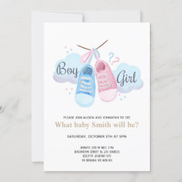 Boy eller Girl Blue Sneakers Gender Reveal Inbjudningar