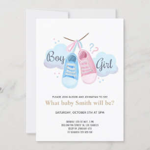 Boy eller Girl Blue Sneakers Gender Reveal Inbjudningar