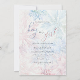 Boy eller Girl Blue Snowflake Rosa Inbjudningar