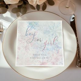 Boy eller Girl Blue Snowflake Rosa Pappersservett