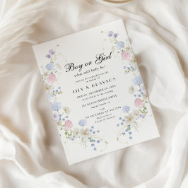 Boy eller Girl & Blue Wildblomme Gender Reveal Inbjudningar