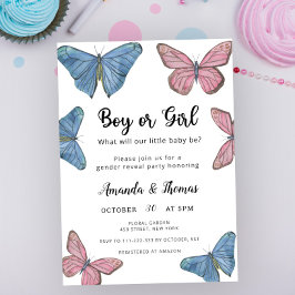 Boy eller Girl! Butterflies - Gender Reveal Inbjudningar